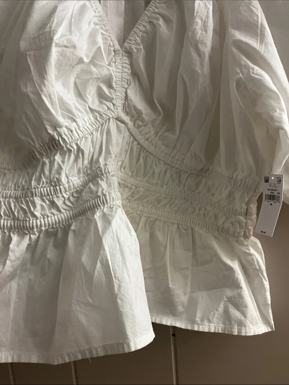 Old Navy White Puff Sleeve Peplum Blouse